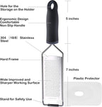 Stainless Steel Cheese Grater, Ergonomic Soft Handle Lemon Ginger Potato Zester with Plastic Cover
