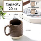 Hasense 20oz Coffee Mug, Ceramic Coffee Cup With Handle for Dad, Large Latte Cup for Tea, Coffee, Cocoa, Dishwasher and Microwave Safe, 1 PCS(Brown)