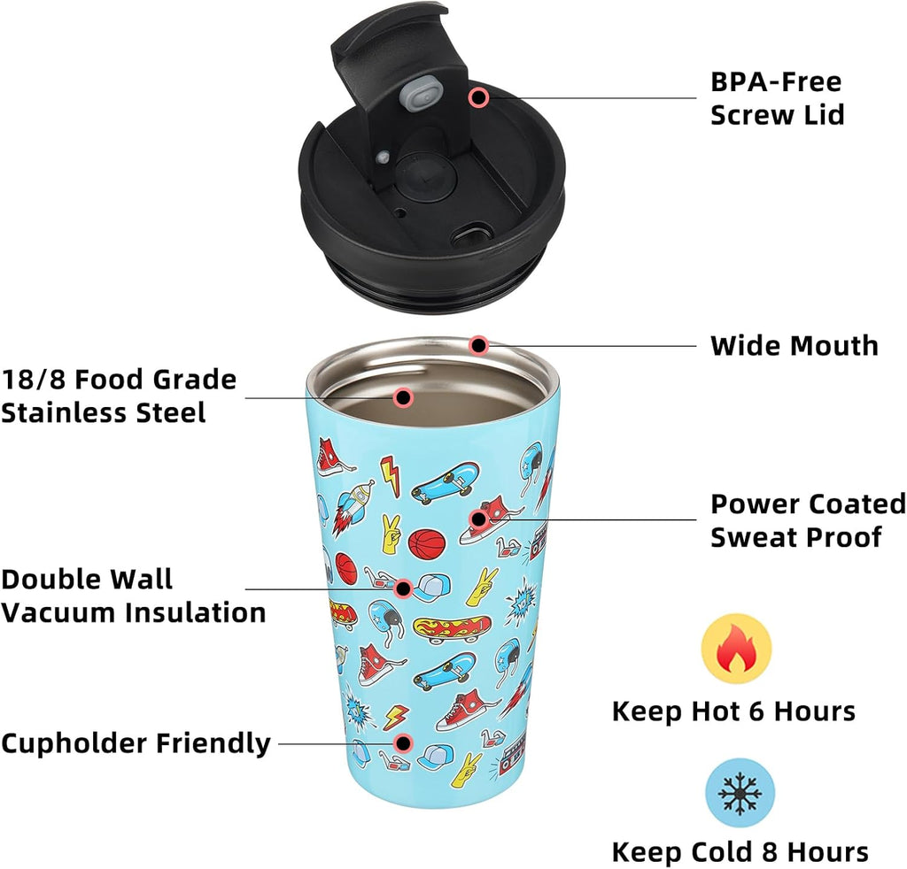 BJPKPK 18oz Insulated Tumbler With lid And Straw Stainless Steel Tumblers Travel Coffee Mug Reusable Thermal Cup,Playground