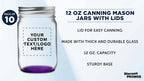 DISCOUNT PROMOS 10 Decorating Mason Jars Set, 12 oz. - Customizable Text, Logo - Canning, Aluminum Lid - Purple