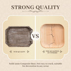 Wooden Decorative Tray, Rustic Serving Tray with Wood Bead, Farmhouse Big Tray for Ottoman, Countertop, Coffee Tabl, 16.5" x 13"x 1.6" (Retro Brown)