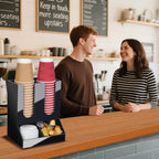 MYITYARD Coffee Station Organizer, Coffee Cup Holder for Countertop, Cup and Lid Dispenser with 4 Compartment, Coffee Bar Accessories Organizer for Home, Kitchen, Office and Breakroom