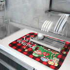Giwawa Gingerbread Man Dish Drying Mat Large 18x24inch Have A Sweet Christmas Red Black Buffalo Plaids Dish Drainer Mats Winter Hot Cocoa Cookies Fast Drying Dish Drying Pad for Kitchen Counter