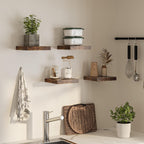 Square Floating Shelves for Wall, 10"W x 10"D x 1.2"H, Small Wooden Wall Mounted Display Shelf with Invisible Brackets for Living Room, Bedroom, Bathroom, Kitchen Decor, Set of 4, Rustic Brown