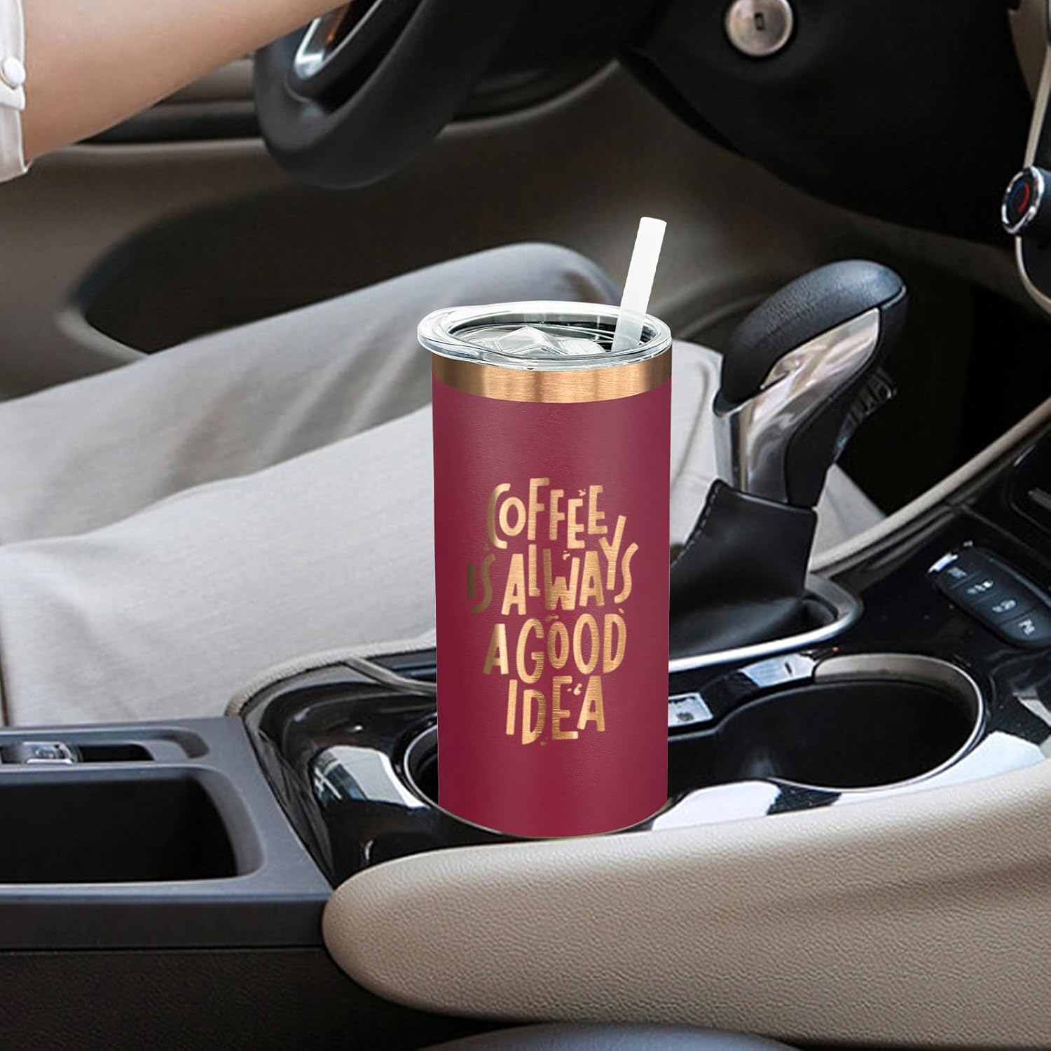 20 oz Skinny Tumblers Bulk 8 Pack, Stainless Steel Insulated Tumbler with Lids and Straws, Slim Double Wall Powder Coated Travel Coffee Mugs Reusable Cup for Hot Cold Drinks (Red,8 pack)