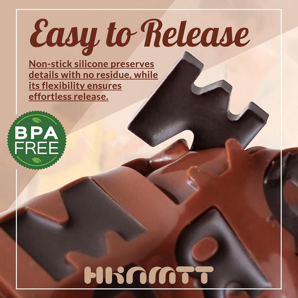 HKNMTT Letter Molds Silicone for Chocolate 2PCS, Small Mini Size for Alphabet Decorating Birthday Cake Strawberries Lollipop Fondant, Heart Shaped Gift Choice, Non-stick BPA Free Moulds