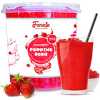 Fanale Strawberry Popping Boba Pearls, Vegan, Non GMO, Gluten Free, Fat Free, Perfect for Bubble Tea, Smoothies, Ice Cream, Desserts, and Beverages.