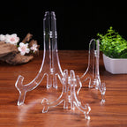 12 Pack 6 Inch Clear Plastic Easels or Stand/Plate Holders to Display Pictures or Other Items at Weddings, Plate Stands for Home Decoration, Birthdays, Tables
