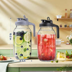 Glass Pitchers with Lid, Set of 2, 64OZ Leak-Proof Airtight Mason Jars, Wide Mouth Water Jugs for Cold Brew Coffee, Iced tea, Milk, Food Storage, Sun Tea Jar.