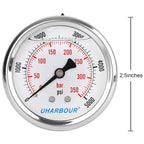 Glycerin Filled Pressure Gauge 5000psi/350bar, Stainless Steel case, Brass Inside Construction, 2-1/2" dial, 1/4" NPT Back Connection.…