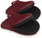 1 Pair Short Oven Mitts, Heat Resistant Silicone Kitchen Mini Oven Mitts for 500 Degrees, Non-Slip Grip Surfaces and Hanging Loop Gloves, Baking Grilling Barbecue Microwave Machine Washable