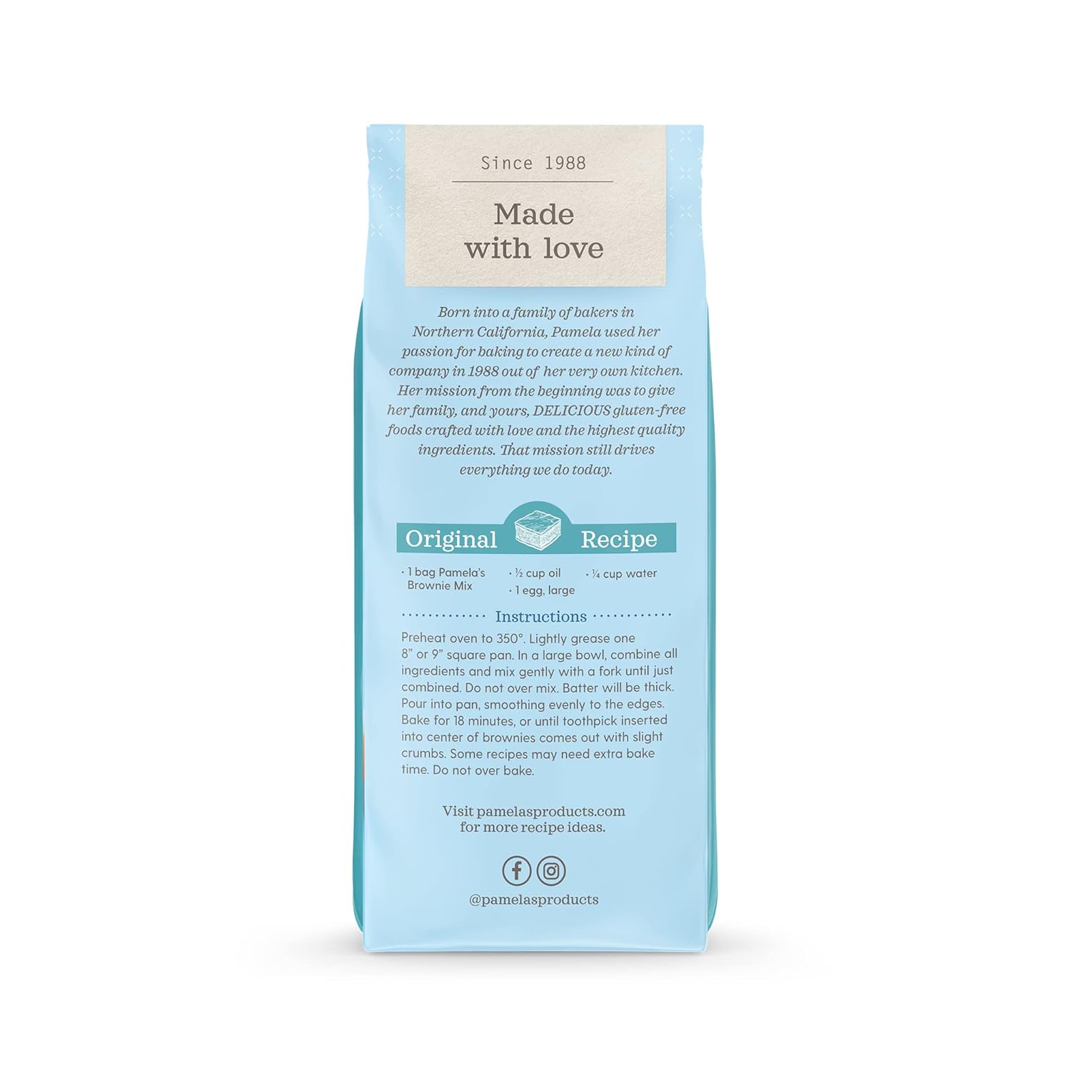 Pamela's Gluten Free Chocolate Brownie Mix, Sweetened With Honey, Non Dairy & Wheat Free, 16-Ounce Bag (Pack of 6)