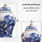 7 inches dragon Ginger Jar - blue white Ceramic Decorative with Lid flower vase， chinoiserie gift Enamel jars for Home/Kitchen/Dining/living room/shelf decor/Tea Storage