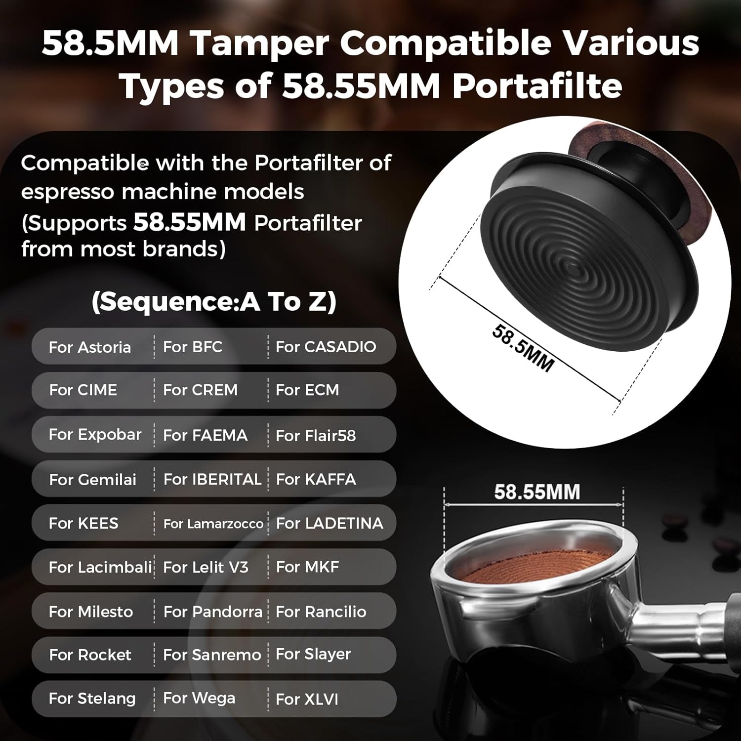 IKAPE 58MM Coffee Tamper Set 5 IN 1, Walnut Wood Espresso Tamper, Espresso Distributor, Tamper Base, Puck Screen, Cleaning Towel Set, Perfect for Everyday Use, Stylish, Functional Coffee Accessories