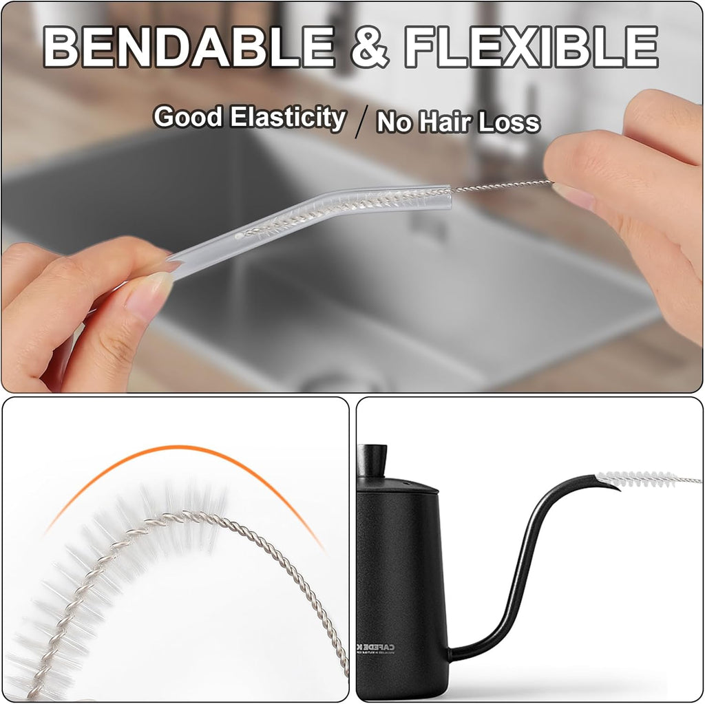 Straw Cleaner Brush Set, 12-Piece 11.8 Inch Long Botthle Cleaning Brush, Nylon Tube Brush Kit for Straws on Tumbler, Water Bottle, Sippy Cup and Pipes, Tubes or Tea Pot Spout