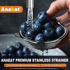 Anaeat Fine Mesh Strainers - Premium Stainless Steel Colander Sieve Sifters, with Durable Mesh and Sturdy Handle, Excellent for Sifting Dry ingredients, Flour, Pastas, Rice, Tea (3.15"+5.5"+7.87")