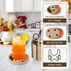 Fall Coaster Set of 6 Cewiru Halloween Coasters for Drinks Absorbent Cup Mats for Table Protection Unique Halloween Round Coasters for Coffee Table Kitchen Decor 4.3"