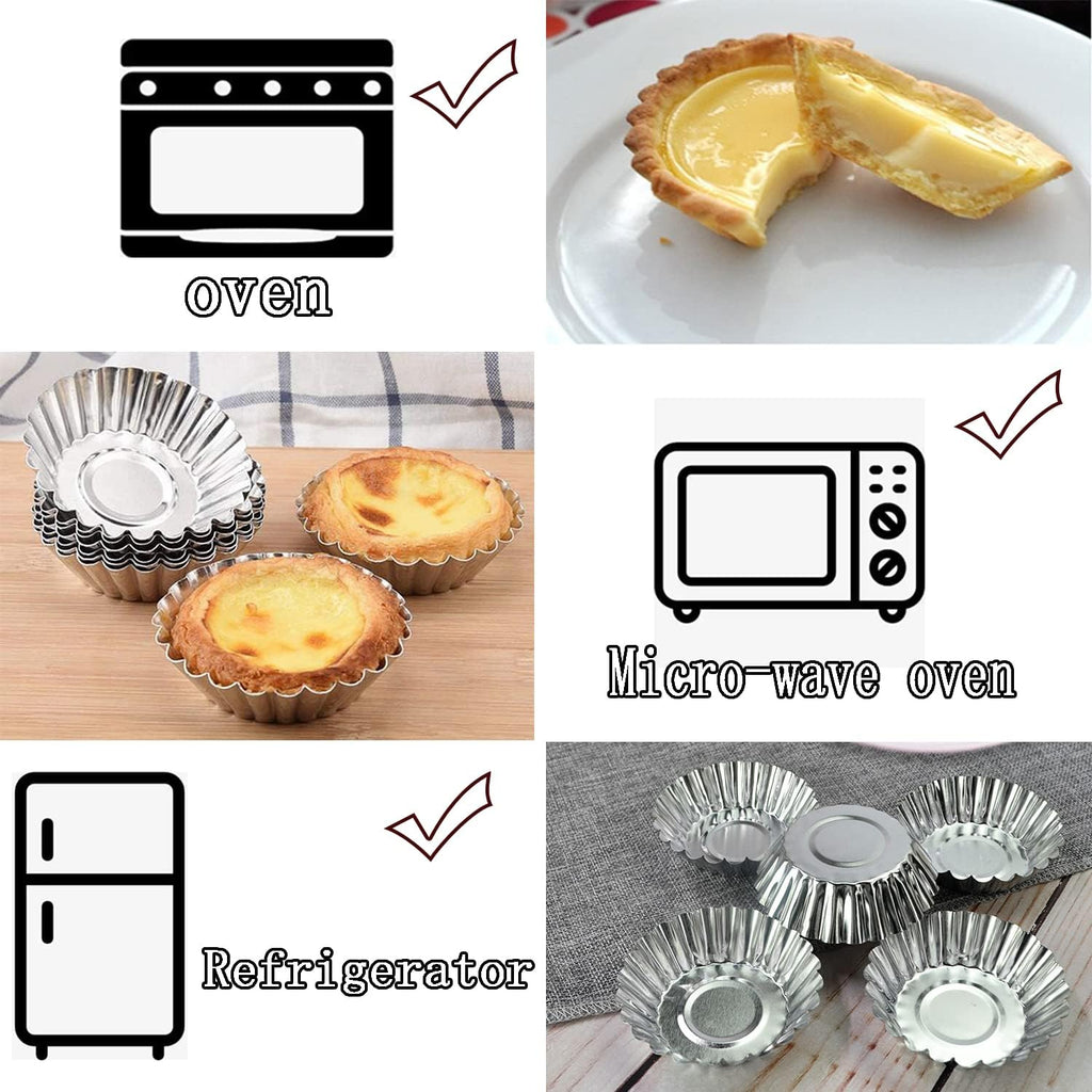 Egg Tart Molds 32Pack Tart Pan 2.75inch, Mini Tart Tins Aluminium Mini Tart Pans for Baking (32Pack-2.75inch)