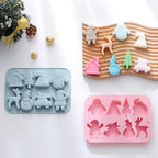 2 Pack Christmas Silicone Chocolate Molds, 3D Snowman Elk Xmas Tree Penguin Santa Claus Snowmobile Christmas Hat House Shape Candy Baking Molds for DIY Handmade Soap Mini Cakes Jello Fondant