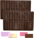 2 Pcs Brown Mini Chocolate Bar Mold for Dubai, Candy Silicone Mold