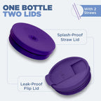 IRON °FLASK Co-Pilot Insulated Mug w/Straw & Flip Cap Lids - Cup Holder Bottle for Hot, Cold Drink - Leak-Proof- Water, Coffee Portable Travel Tumbler - Lavender, 40 Oz