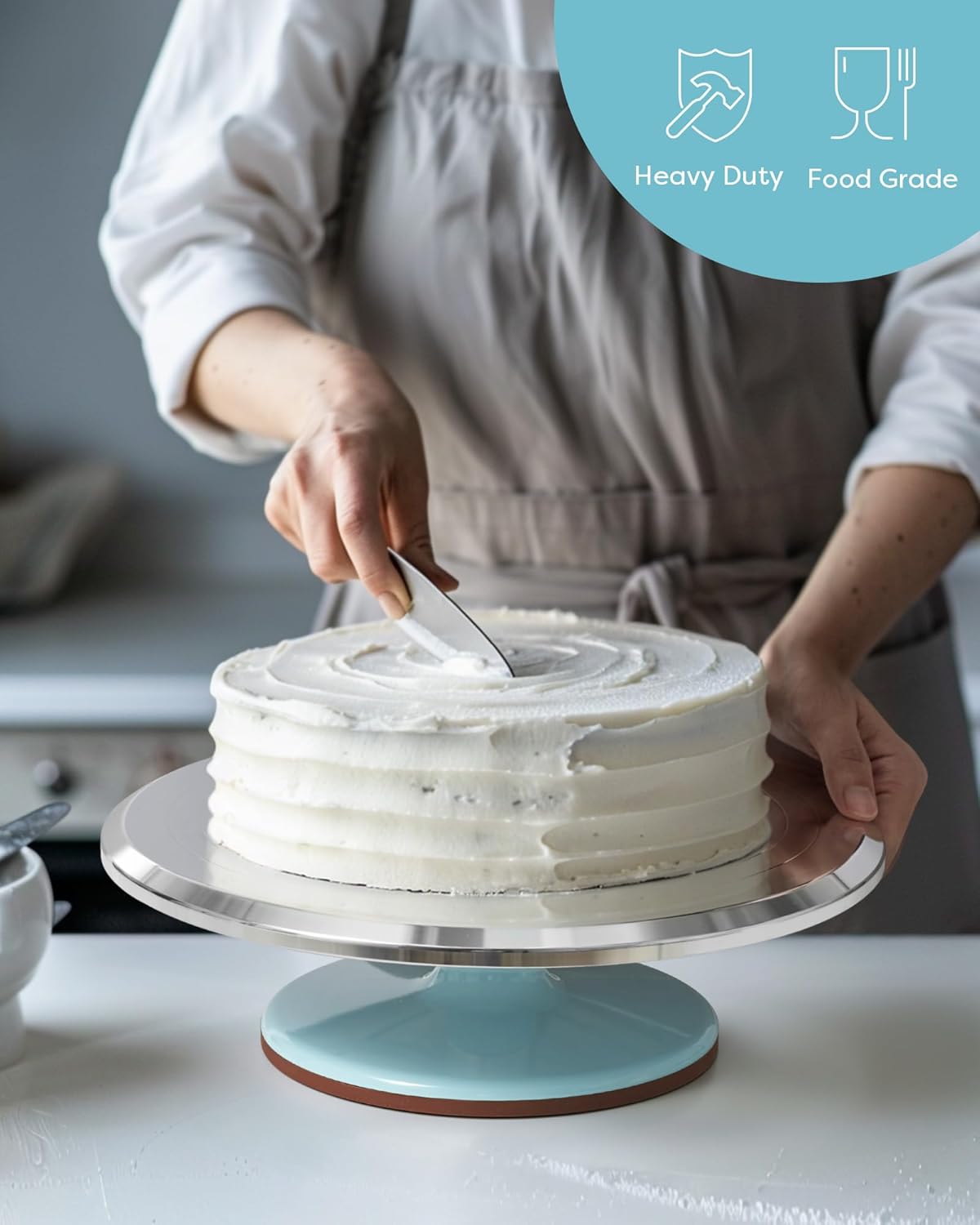 Kootek Aluminium Alloy Revolving Cake Stand 12 Inch Rotating Cake Turntable for Cake, Cupcake Decorating Supplies