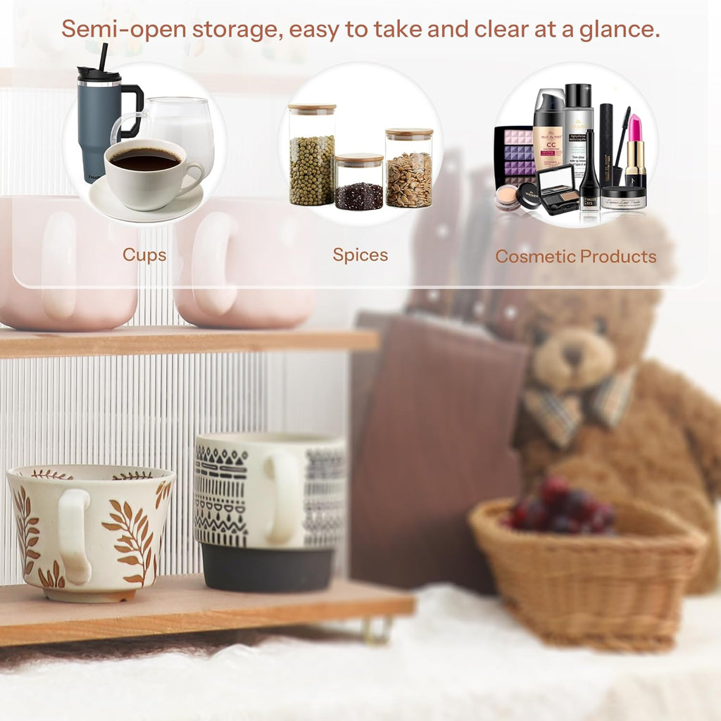 Coffee Mug Holder Wooden Cup Station Organizer 3 Tier Cup Holder for Coffee Bar Mug Display Rack for Countertop Mug Holder Shelf for Home Kitchen Walnut Wood