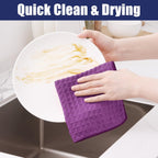 Homaxy Microfiber Waffle Weave Kitchen Towels, 16 x 28 Inch Ultra Absorbent and Solid Color Dish Towels, 8 Pack, Purple