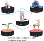 YVV Motorized Rotating Display Stand, Cup Display Turner Stand, Electric Rotating Base for Glitter Tumblers, 360 Automatic Mute Rotating Turntable with 4 Colors Backgrounds for Epoxy Cup Display