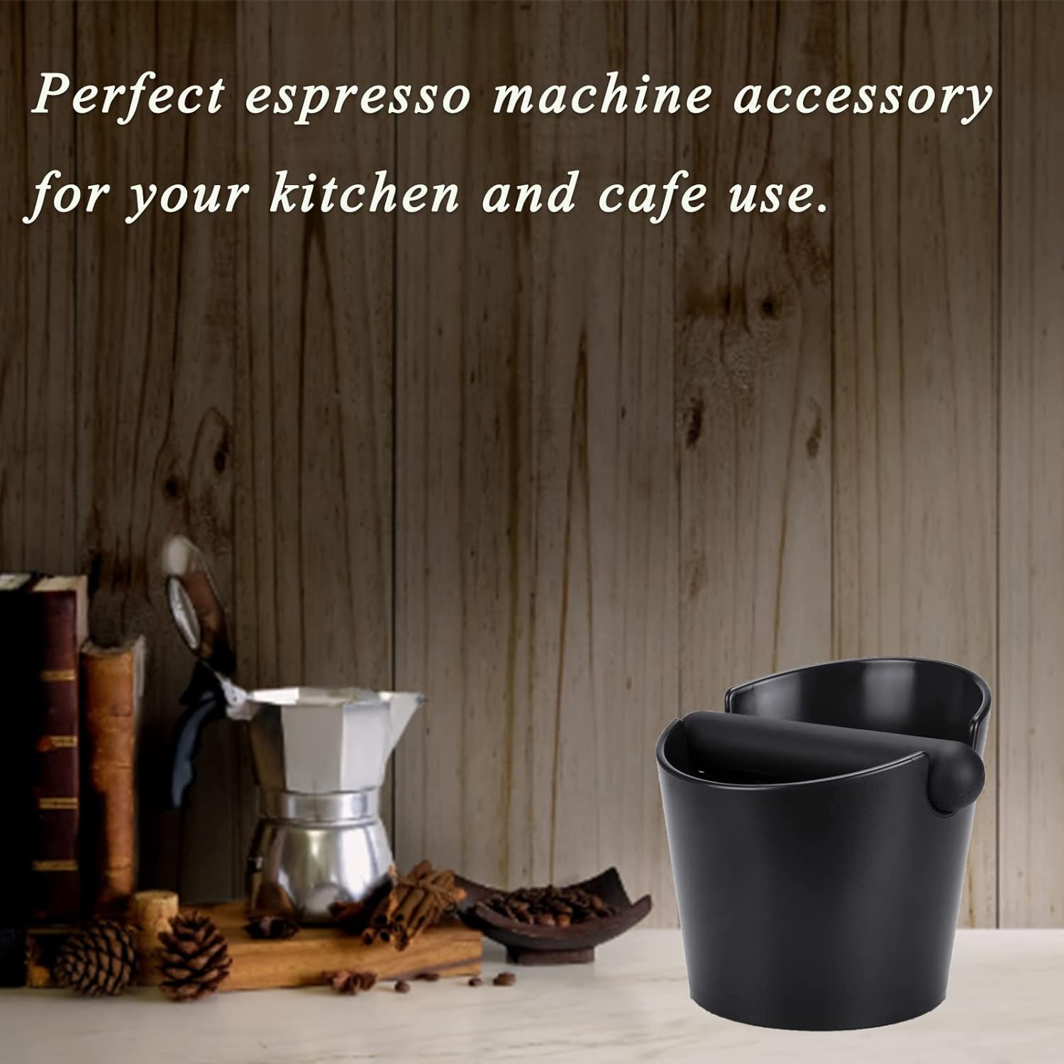 Ailelan Coffee Knock Box, Espresso Dump Bin, Coffee Bin, 4.8 Inch Espresso Knock Box Shock-Absorbent Durable Barista Style with Removable Knock Bar and Non-Slip Base(Round)