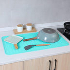 Silicone Dish Drying Mat for Multiple Usage,Easy clean,Eco-friendly,Heat-resistant Silicone Mat for Kitchen Counter or Sink,Refrigerator or Drawer Liner Mint 4XL 32 inches x 18 inches