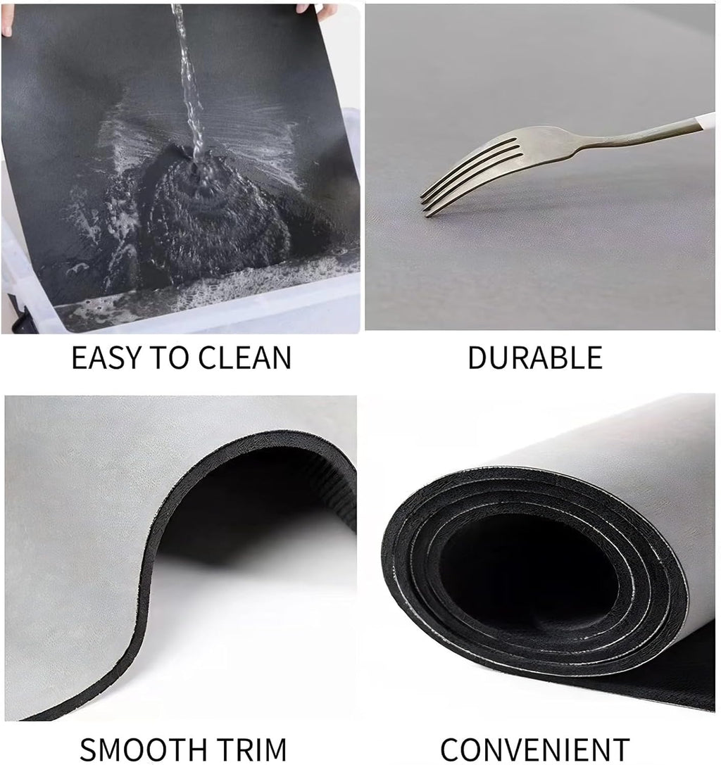 Coffee Mat Dish Drying Mat Quick Drying Hide Stain Rubber Backed Absorbent Coffee Bar Accessories 16"x20" Light Grey