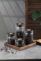 LOEZ Coffee Bean Storage Container Airtight, Lid Sealed with Press-Down Vacuum, Borosilicate Glass Coffee Canister, Food Storage, Coffee Bar for Ground Coffee, Tea, Beans, Spices (Large - Gray)