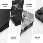 Black Marble Cutting Board For Kitchen, Large Marble Slab Pastry Board With Non-Slip Feet For Baking, Cheese, Charcuterie, Chocolate, 16x20 Inch