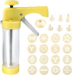 Cookie Press Gun Kit – Cookie Spritzer Set with 16 Discs and 6 Piping Tips for Baking, Cake Icing Nozzle, Deviled Egg Filler, Donut Decorating, Stainless Steel Food Syringe, Extruder, Injector