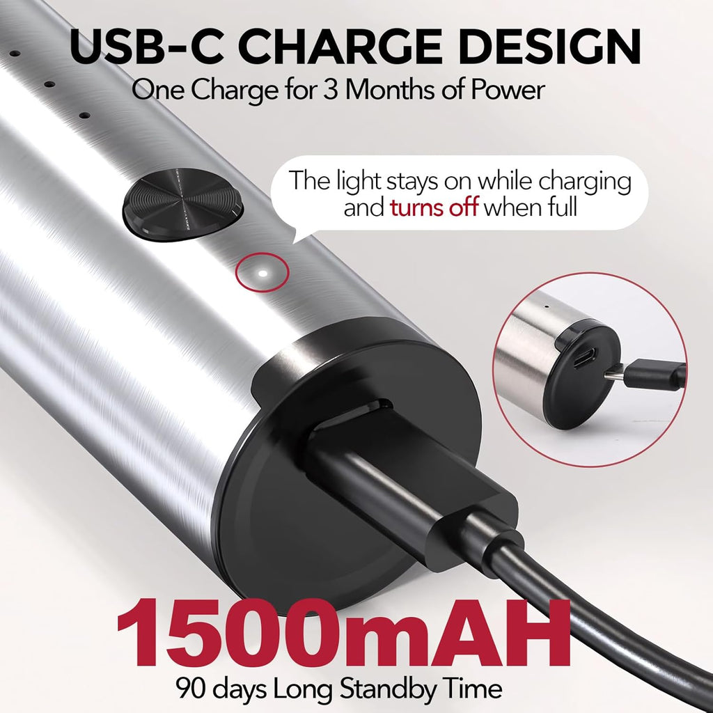 YARRAMATE Rechargeable Milk Frother Wand Handheld With Stand, 3 Speed Adjustable Drink Mixer with 2 Whisks, Stainless Steel Electric Stirrer for Coffee, Lattes, Protein Shakes, Matcha, Egg