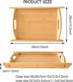 Bamboo Serving Tray Rectangle Platter Breakfast Dinner Food Bed Tray for Eating Kitchen Restaurants (1, 15" x 10.2" x 1.2" (with Handle))