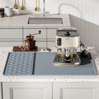 Silicone Coffee mat 24''x16'' – Non-Slip Bar Mat with Detachable Drying Layer for Espresso Machines, Countertops & Dish Racks