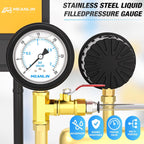 MEANLIN MEASURE 0~30Psi Stainless Steel Liquid Filled Pressure Gauge 1/4" NPT 2.5" FACE DIAL with Rubber Protective Sleeve, Lower Mount