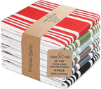 Urban Villa Kitchen Towels 100% Cotton Dish Towels for Kitchen (Set of 6)20”x30” Dish Cloths Highly Absorbent Kitchen Linen Set with Hanging Loop Perfect for Drying Dishes Cleaning Towels- MultI Color