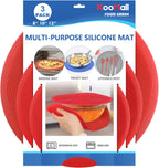 KooMall 12 10 8 Inch Multi-use Microwave Mat, Trivet, Pot Holders, Drying, Baking, Place Mat, Utensils Rest, Silicone Cover Pad for Hot Pot Pans Bowls Plates Dishes Kitchen Counter, Heat Resistant,Red