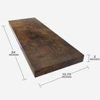 Floating Shelf, Set of 1 Wall Shelf, 24 in W x 12.75 in D x 2 in H Wooden Floating Wall Shelf with Invisible Brackets for Living Room/Bedroom/Bathroom/Kitchen Storage and Decor, Rustic Brown