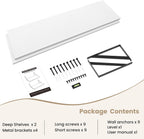 Dreamland Floating Shelves for Wall, 12 Inch Deep Floating Shelves Set of 2, 48W x 12D Large Wall Shelf with Sturdy Metal Brackets for Living Room, Bathroom, Bedroom and Kitchen, White