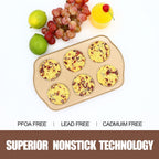 Jumbo Muffin Pan 2 Pack, Nonstick Large Cupcake Pan 6 Cup, Heavy Duty 0.5mm Thick Steel Big Muffin Tins for Baking, 3.5inch Dia, Gold