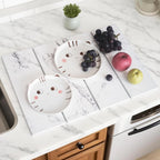 Stone Dish Drying Mat for Kitchen Counter, 24" x 16" Diatomaceous Earth Drying Mat, Foldable Stone Drying Mat, Super Absorbent Fast Dry Stone Mat, Drying Board Diatomaceous for Kitchen, Marble White