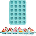 2-Pack Light Blue 24-Cup Ceramic Mini Muffin Pan – Non-Stick Muffin Tin, PFOA-Free, Healthy Baking, Perfect for Cupcakes, Breakfast Treats & Party Delights