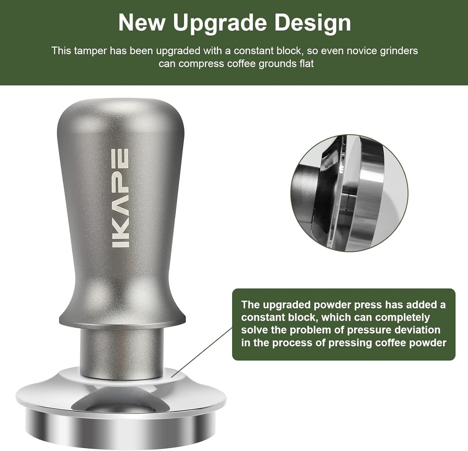IKAPE 53mm Espresso Tamper, Premium Barista Coffee Tamper with Calibrated Spring Loaded, 100% Flat Stainless Steel Base Tamper Fits for Breville Series 54mm Portafilter Basket