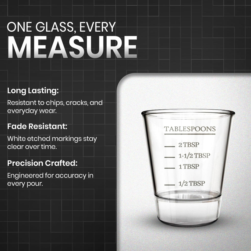 Rattleware Premium 1.5 oz Graduated Shot Glass – Heavyweight Glass with Oz, ml, tsp, tbsp Markings – Stylish & Durable for Home Bars, Coffee, Espresso Shots, Cocktails & Gatherings