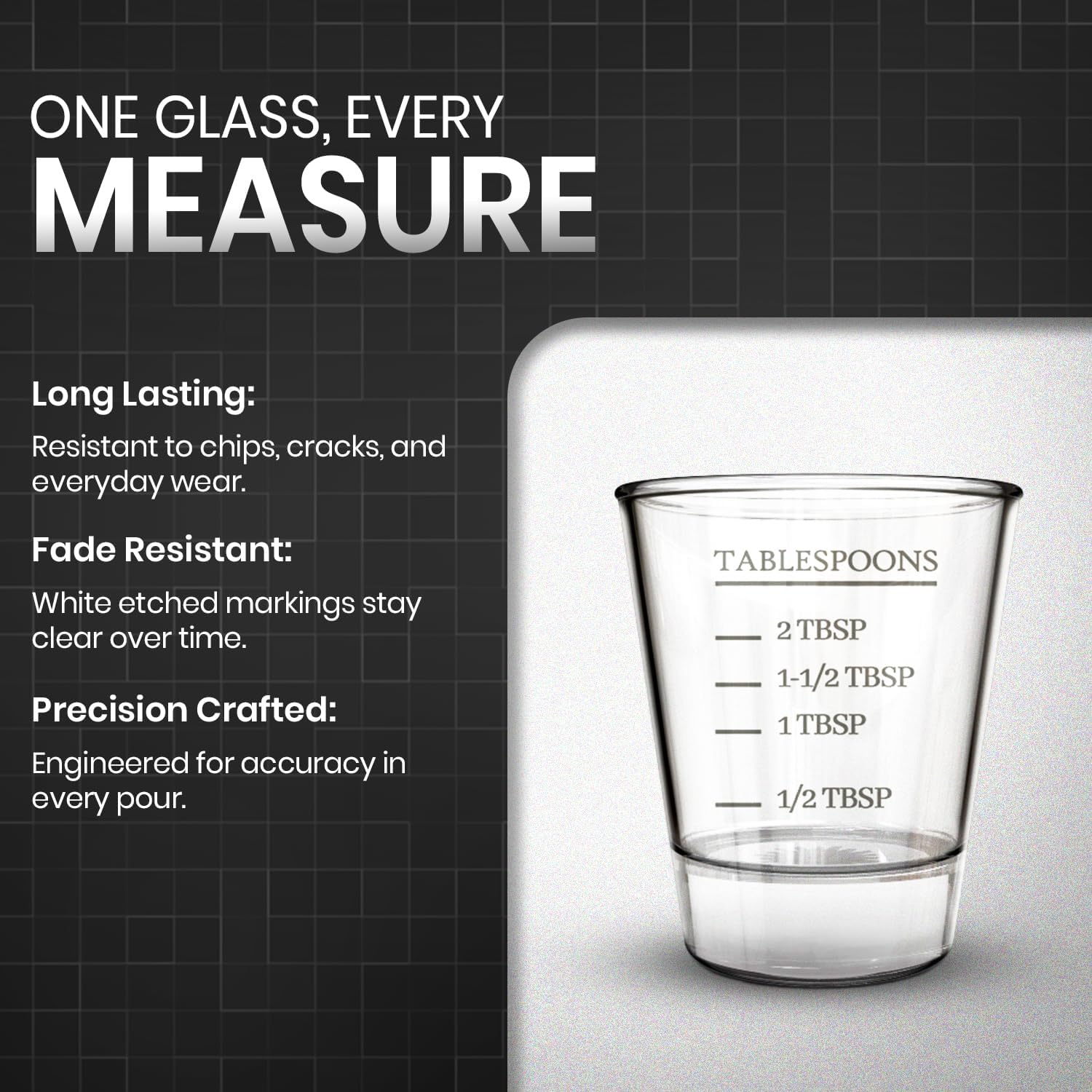 Rattleware Premium 1.5 oz Graduated Shot Glass – Heavyweight Glass with Oz, ml, tsp, tbsp Markings – Stylish & Durable for Home Bars, Coffee, Espresso Shots, Cocktails & Gatherings