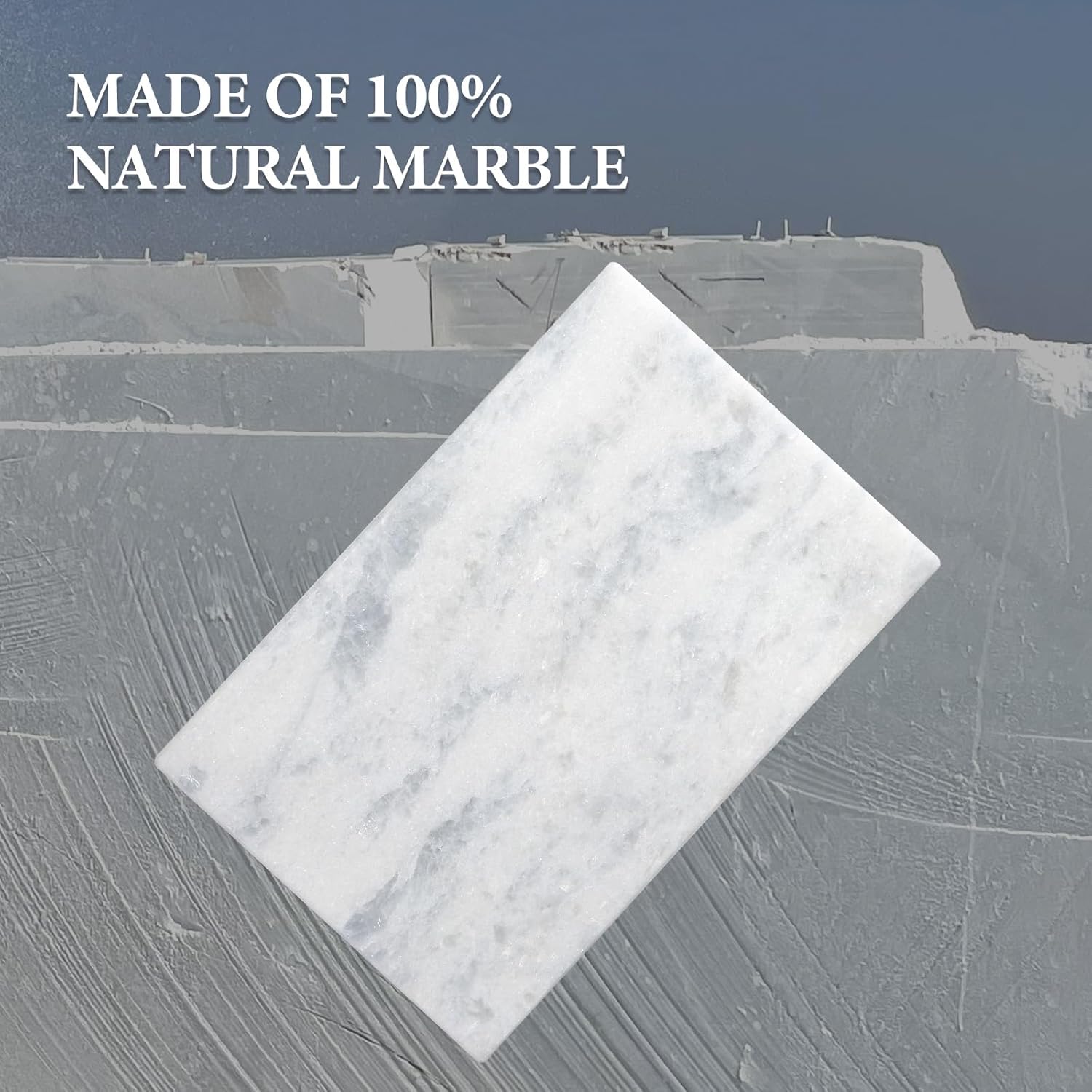 Koville African Natural Marble Cutting Board for Kitchen Pastry Bread, 12" x 8" Genuine Marble Cheese Board Stone Tray for Counter, Bathroom Perfume Tray Jewelry Candle Plate (Namib Fantasy)